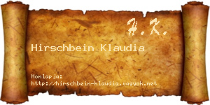 Hirschbein Klaudia névjegykártya